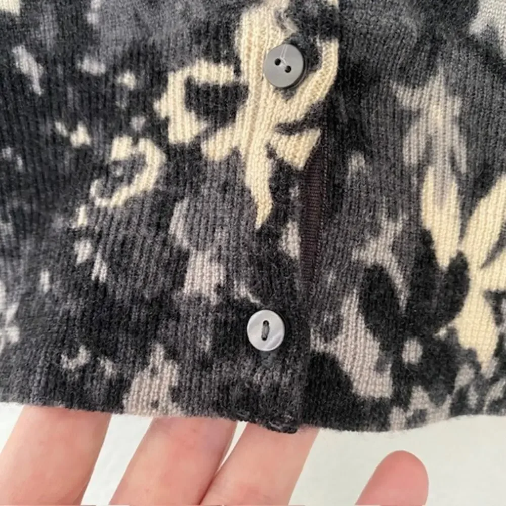 Vintage Gap Italian‎ Merino Wool Cardigan Sweater Black/Gray/Off White Women's M